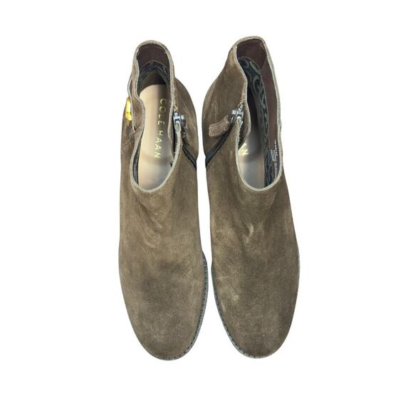 New Cole Haan Holis Brown Suede Bootie Gold Buckle Side Zip W29147 Women's 6B - Picture 9 of 13